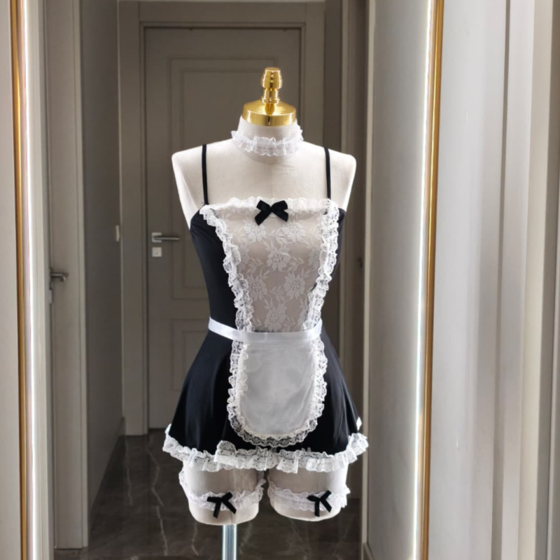 Rayda Fantasy Özel Hizmetçi Konsept Dantel Mini Elbise Seti