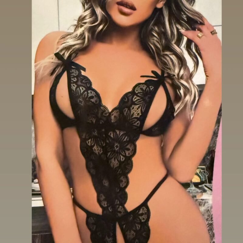 Siyah Dantel Açık Tasarım Fantazi Body