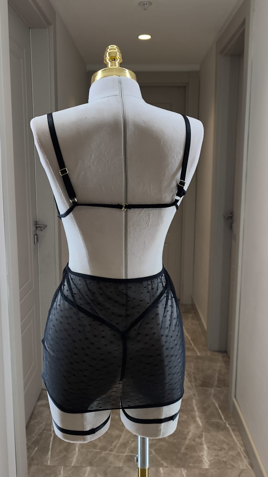 Zincir Detaylı Siyah Transparan Fantazi Takım